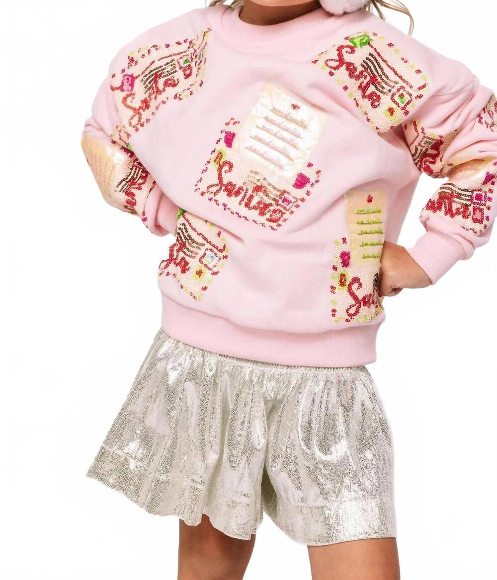 NEW QUEEN OF SPARKLES kids letters to santa sweatshirt in pink